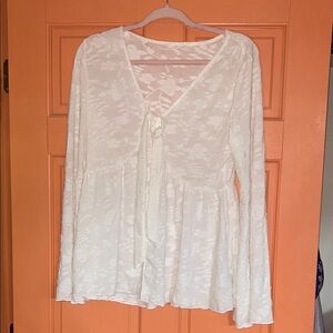 White Lace Longsleeve Top With Bell Sleeves 70s
